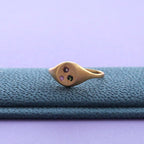 Slim Oval Signet Ring #13 - Matte Finish / Tourmaline / 18K Plating