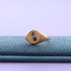 Slim Oval Signet Ring #0 - Matte Finish / Tourmaline / 18K Plating