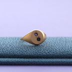 Slim Oval Signet Ring #0 - Matte Finish / Tourmaline / 18K Plating