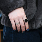 Black Onyx Cabochon Signet Ring