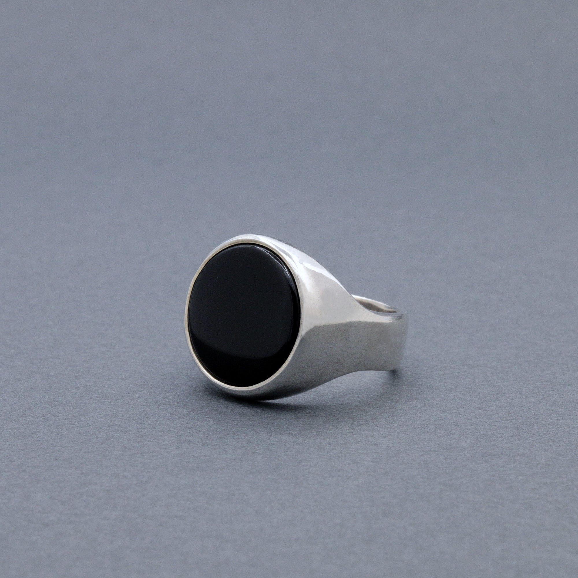 Black Onyx Cabochon Signet Ring
