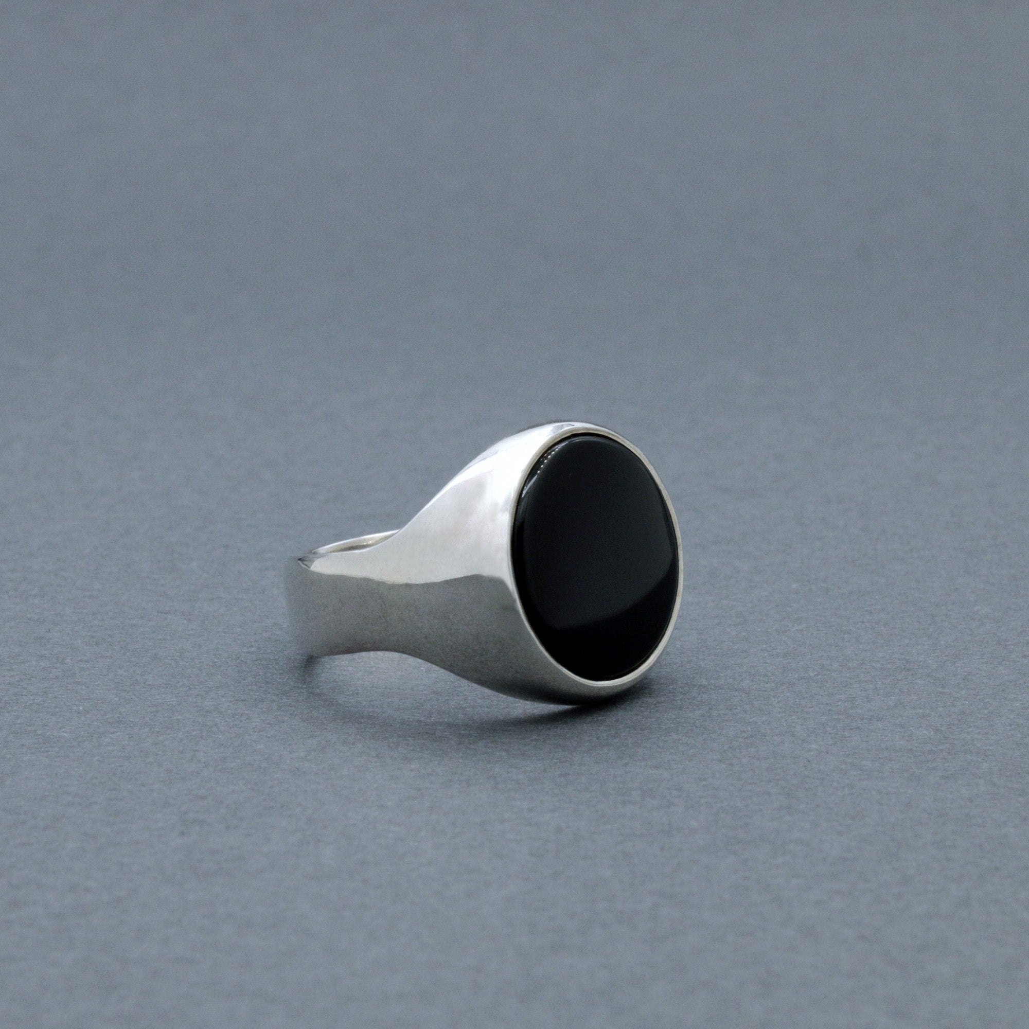 Black Onyx Cabochon Signet Ring