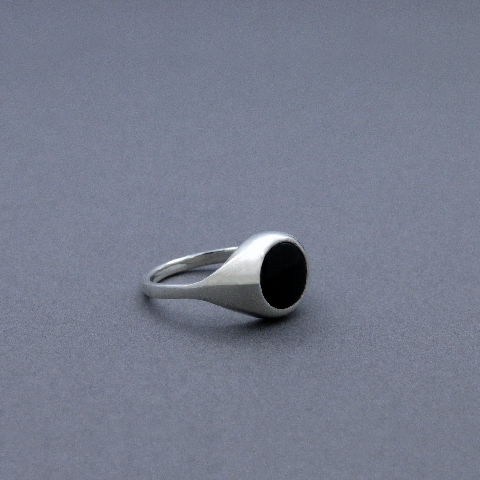 Slim Black Onyx Signet Ring