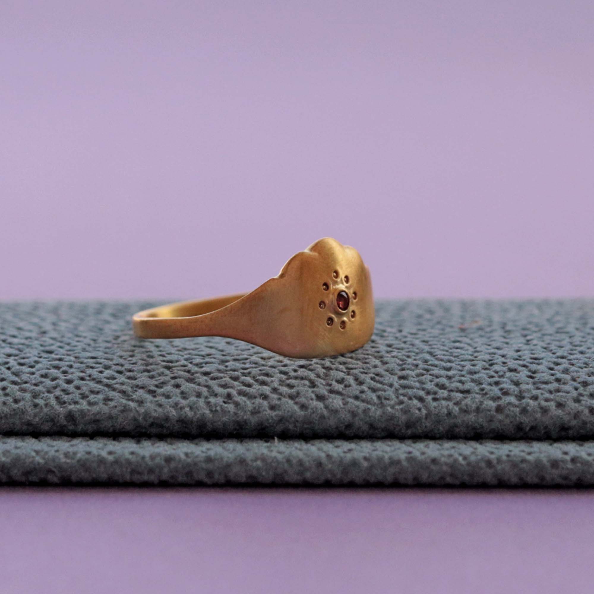 Cloud Ring #11 - Matte Finish / Garnet / 18K Plating