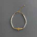 Swallow And Baroque Pearl Bracelet — 14K Gold Plating