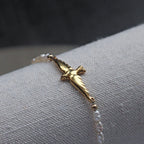 Swallow And Baroque Pearl Bracelet — 14K Gold Plating
